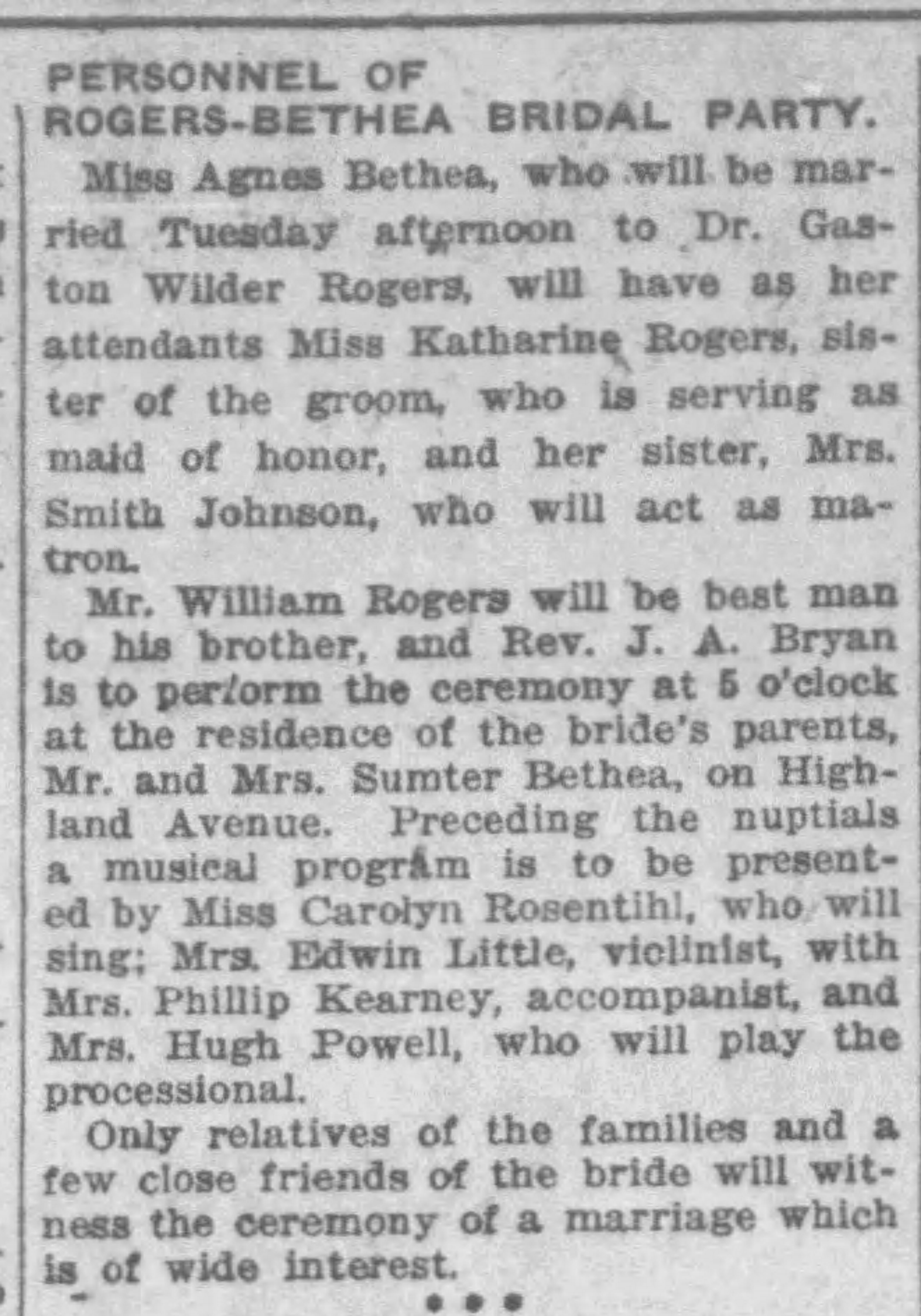 Agnes Bethea-Dr. Gaston Wilder Rogers